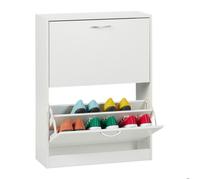 Relaxdays Meuble à Chaussures, HLP : 80x60x24 cm, pour 12 Paires, Armoire étroite, mécanisme de Bascule, entrée, Blanc