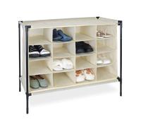 Relaxdays Meuble à Chaussures pour Le Camping, 16 Compartiments, Montage Facile, H x L x P : 65 x 84 x 36 cm, Beige