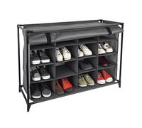 Relaxdays Meuble à Chaussures, pour Le Camping, 16 Compartiments, Montage Facile, H x L x P : 65 x 85 x 35,5 cm, Gris