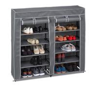 Relaxdays - Meuble à chaussures en tissu - 12 compartiments, 36 paires, housse amovible, anthracite