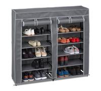 Relaxdays Meuble à Chaussures Tissu, 12 Compartiments, 36 Paires, Housse Amovible, HLP 107 x 115 x 30 cm, Anthracite