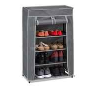 Relaxdays Meuble à Chaussures Tissu, 5 Compartiments, 15 Paires, Housse Amovible, Armoire, HLP 90x60x30 cm, Anthracite