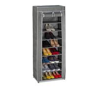 relaxdays Meuble à Chaussures Tissu, 9 Compartiments, 27 Paires, Housse Amovible, HxLxP 150 x 60 x 30 cm, Anthracite