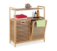 Relaxdays Meuble à Linge, 2 bacs basculants, Volume de Chaque bac : 40 litres, H x L x P : 95 x 88 x 33 cm, Nature
