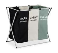 Relaxdays Meuble à Linge, 3 Compartiments, capacité : 105 litres, Pliable, H x L x P : 60 x 65 x 36,5 cm, Multicolore