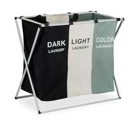 Relaxdays Meuble à Linge, 3 Compartiments, capacité : 105 litres, Pliable, H x L x P : 60 x 65 x 36,5 cm, Multicolore