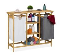 Relaxdays Meuble à Linge, spacieux, 2 Sacs Amovibles, Bambou et Polyester, H x L x P : 80 x 100 x 32 cm, coloré