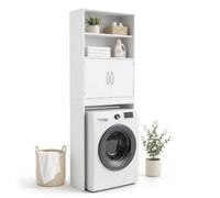Relaxdays Meuble au-Dessus du Lave-Linge, 4 Compartiments, Blanc
