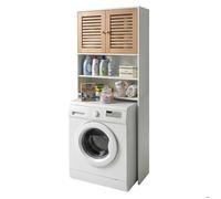 Relaxdays Meuble au-dessus du lave-linge, 4 compartiments, pour sèche-linge/WC, HxLxP:185,5x65x24 cm, blanc