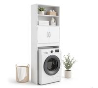 Relaxdays meuble au-dessus du lave-linge, 4 compartiments, sèche-linge, WC, H x L x P : 185 x 63 x 20 cm, blanc