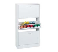 Relaxdays Armoire à Chaussures, H x L x P : 113 x 60 x 24 cm, pour 18 Paires, 3 abattants, Meuble étroit, Blanc
