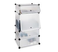 Relaxdays Meuble chaussures plastique étagère 4 casiers système plug-in portes rangement 91 x 49 x 36,5 cm transparent