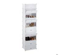 Relaxdays Meuble chaussures rangement 10 casiers plastique chaussures modulable DIY HxlxP: 176x49x37 cm blanc