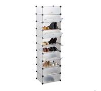 Relaxdays 10021963 Meuble chaussures rangement 10 casiers plastique chaussures modulable DIY HxlxP: 176x49x37 cm, transparent