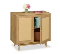 Relaxdays Meuble de Rangement, 2 Compartiments, H x L x P : 75 x 80 x 40 cm, pour la Cuisine ou Le Salon, Nature