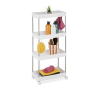 Relaxdays Meuble de Rangement, 4 Niveaux, Acier Inoxydable et Plastique, 88x41,5x23,5 cm, Cuisine & Salle Bain, Blanc