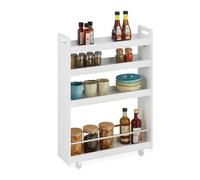 Relaxdays Meuble de Rangement, 4 Niveaux, MDF et Acier, HLP : 83,5 x 18 x 59,5 cm, pour Salle Bain et Cuisine, Blanc