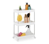 Relaxdays Meuble de Rangement, 3 Niveaux, H x L x P : env. 62 x 41,5 x 23,5 cm, pour Salle Bain et Cuisine, Blanc