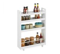 Relaxdays Meuble de Rangement, 4 Niveaux, MDF et Acier, HLP : 83,5 x 18 x 59,5 cm, pour Salle Bain et Cuisine, Blanc