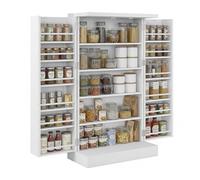 Relaxdays Meuble de Rangement à 5 étagères, Porte avec 12 Compartiments, 103,5×60×30 cm, Blanc, Buffet de Cuisine champê