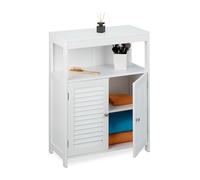 Relaxdays Meuble de Salle de Bain, HxLxP : env. 80 x 60 x 29 cm, Niveaux intérieurs réglables, 2 Portes, MDF, Blanc