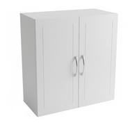 Relaxdays Meuble de salle de bain suspendu, 2 compartiments, H x L x P : 60 x 60 x 30 cm, étagère réglable, MDF, blanc