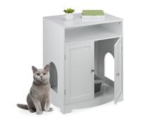 Relaxdays Meuble de Toilette pour Chat, 2 Ouvertures latérales, Compartiment Ouvert, HLP : 73,5 x 60 x 43,5 cm, Blanc