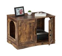 Relaxdays Meuble de Toilette pour Chat, séparateur Amovible, 2 entrées, Design Industriel, HxLxP : 50x75,5x50 cm, Marron