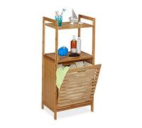 Relaxdays Meuble Panier à Linge, Armoire Salle de Bain en Bambou, Corbeille basculante, HLP 100 x 45,5 x 33,5 cm, Nature
