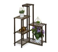 Relaxdays Meuble Plantes Bambou, 6 étagères, Rangement d’Angle, H x L x P : 101x62x62 cm, Ranger Fleurs Salon, Marron