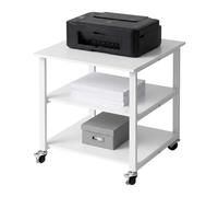 Relaxdays Meuble pour imprimante à roulettes, 3 Niveaux, Bureau Blanc | H x l x P : 53 x 50 x 50 cm