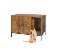 Relaxdays Meuble pour litière avec Tapis, entrée, Niche pour Chat, 55x80x50 cm, Marron/Noir