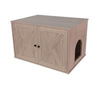 Relaxdays Meuble pour litière, cloison Amovible, Gris Clair | entrée latérale, HxLxP 50x80x53 cm