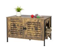 Relaxdays Armoire pour litière avec Serrure, cloison et Cache-bac, 50,5 x 80 x 45 cm, Brun foncé