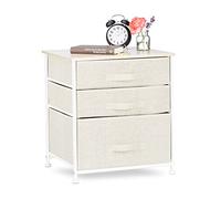 Relaxdays Meuble Rangement 3 tiroirs Tissu Commode étagère tiroir Tissu HxlxP: 53 x 48 x 40 cm, Beige