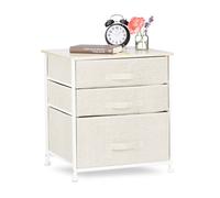 Relaxdays Meuble Rangement 3 tiroirs Tissu Commode étagère tiroir Tissu HxlxP: 53 x 48 x 40 cm, Beige