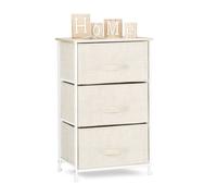 Relaxdays Meuble Rangement 3 tiroirs Tissu Commode étagère tiroir Tissu HxlxP: 73 x 45 x 30 cm, Beige, Variante A