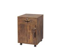 Relaxdays Meuble roulettes, tiroir + Porte, 57 x 40 x 40 cm, verrouillable, classeur Mobile Brun Vintage