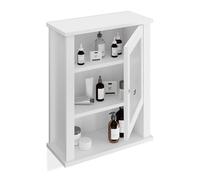 Relaxdays Meuble salle de bain suspendu, Placard mural WC, 3 étagères, porte en verre acrylique, HLP: 52x42x18 cm, blanc