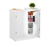 Relaxdays Meuble sous lavabo, avec 2 Portes Pratiques, en MDF, H x L x P : env. 60 x 60 x 30 cm, Blanc
