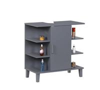 Relaxdays Meuble sous lavabo avec Porte et 6 étagères, MDF Bleu-Gris, 65x64x31 cm