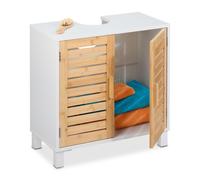 Relaxdays Meuble sous-vasque avec portes en bambou