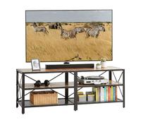 Relaxdays Meuble TV 4 Niche Ouverte, 140x39x52 cm, Marron/Noir