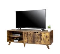 Relaxdays Meuble TV 6 Compartiments, Passage câbles, Jusqu’à 60 Pouces, 50×140×40 cm, Brun
