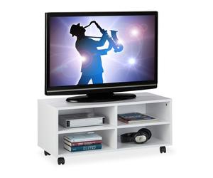 Relaxdays Meuble TV avec 4 compartiments sur roues