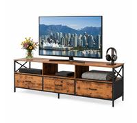 Relaxdays Meuble TV bas avec rangement