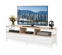 Relaxdays Meuble TV bas avec rangement