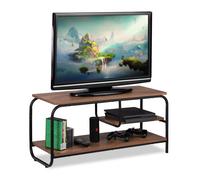 Relaxdays Meuble TV, design industriel, Etage Receiver, rangement pour CDs et DVDs, Buffet TV hxlxP 43x90x35cm,brun/noir