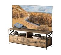 Relaxdays Meuble TV en Bois Brun/Noir, 2 niches Ouvertes, 2 tiroirs, 120x40x50 cm