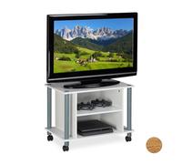 RELAXDAYS Meuble TV sur roulettes 2 compartiments 60x40x45 cm - Buffet compact